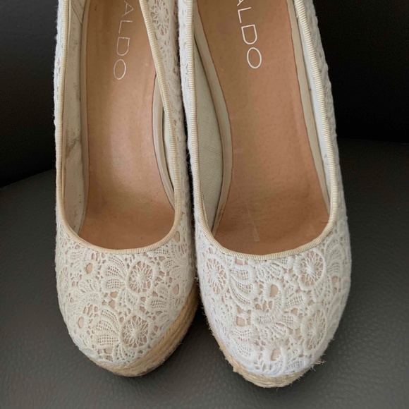 Aldo Pearl-White Color Lace high heel size 7 - Picture 4 of 7
